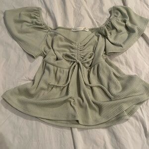 Altar'd State Light Green Ribbed Blouse